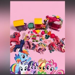 My Little Pony Pink and Purple Playset with Train and Helicopter
